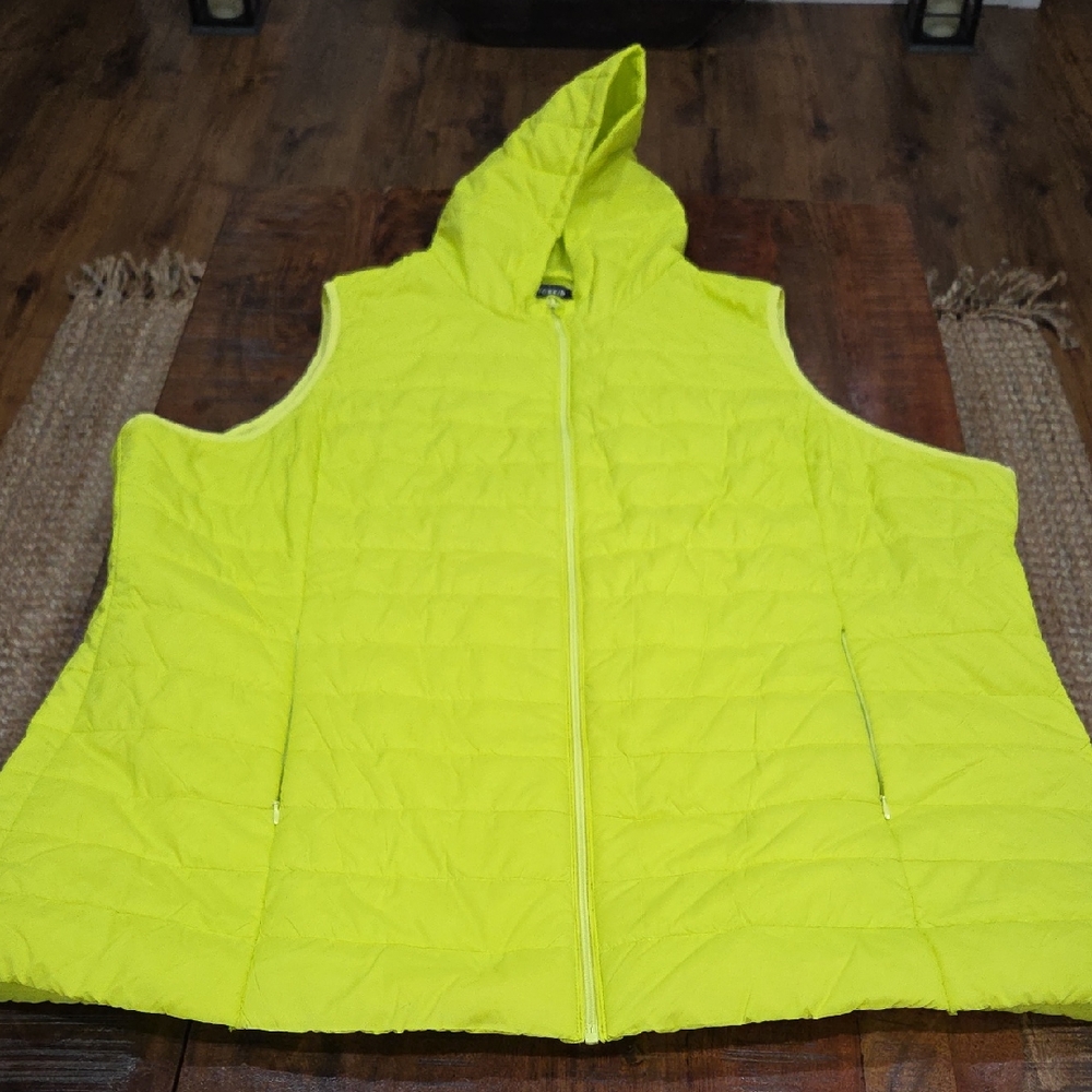 Torrid Neon Yellow Hooded Puffer Vest